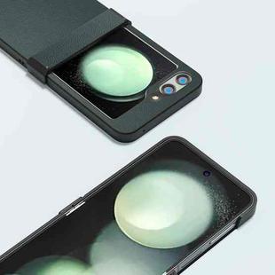 For Samsung Galaxy Z Flip5 ABEEL Three-stage Genuine Leather Elegant Black Edge Phone Case(Green)
