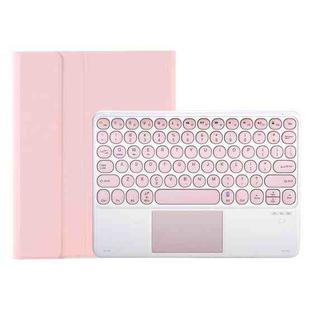 For Samsung Galaxy Tab A9+ X210/X215/X215 YA09B-A Candy Color TPU Round Keycap Touch Bluetooth Keyboard Leather Case with Pen Slot(Pink)