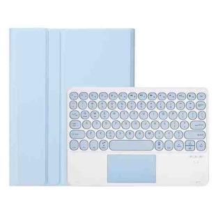 For Samsung Galaxy Tab A9+ X210/X215/X215 YA09B-A Candy Color TPU Round Keycap Touch Bluetooth Keyboard Leather Case with Pen Slot(Ice Blue)