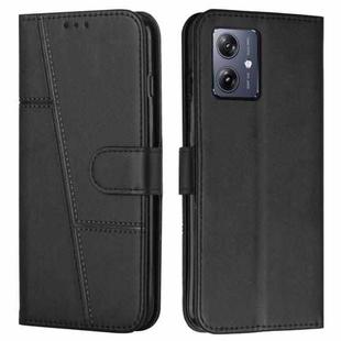 For Motorola Moto G54 Stitching Calf Texture Buckle Leather Phone Case(Black)