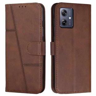 For Motorola Moto G54 Stitching Calf Texture Buckle Leather Phone Case(Brown)
