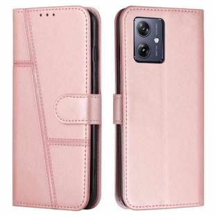 For Motorola Moto G54 Stitching Calf Texture Buckle Leather Phone Case(Rose Gold)