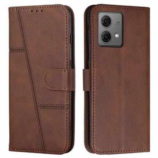 For Motorola Moto G84 Stitching Calf Texture Buckle Leather Phone Case(Brown)