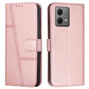 For Motorola Moto G84 Stitching Calf Texture Buckle Leather Phone Case(Rose Gold)