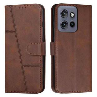 For Motorola Edge 50 Neo Stitching Calf Texture Buckle Leather Phone Case(Brown)