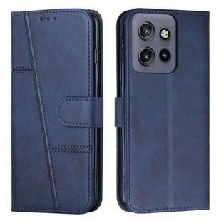 For Motorola Edge 50 Neo Stitching Calf Texture Buckle Leather Phone Case(Blue)