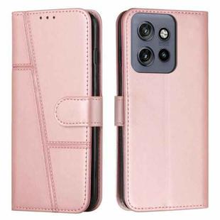 For Motorola Edge 50 Neo Stitching Calf Texture Buckle Leather Phone Case(Rose Gold)