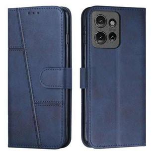 For Motorola Edge 50 Stitching Calf Texture Buckle Leather Phone Case(Blue)