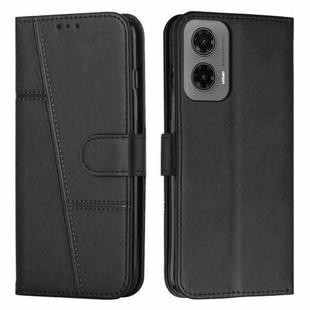 For Motorola Moto G35 Stitching Calf Texture Buckle Leather Phone Case(Black)