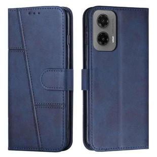 For Motorola Moto G35 Stitching Calf Texture Buckle Leather Phone Case(Blue)