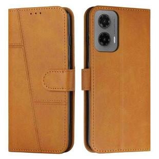 For Motorola Moto G35 Stitching Calf Texture Buckle Leather Phone Case(Yellow)