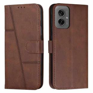 For Motorola Moto G55 Stitching Calf Texture Buckle Leather Phone Case(Brown)