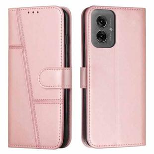 For Motorola Moto G55 Stitching Calf Texture Buckle Leather Phone Case(Rose Gold)