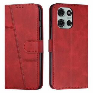 For Motorola Moto G75 Stitching Calf Texture Buckle Leather Phone Case(Red)