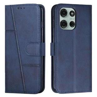 For Motorola Moto G75 Stitching Calf Texture Buckle Leather Phone Case(Blue)