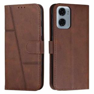 For Motorola Moto G05 Stitching Calf Texture Buckle Leather Phone Case(Brown)