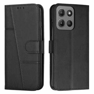 For Motorola Moto G15 Stitching Calf Texture Buckle Leather Phone Case(Black)