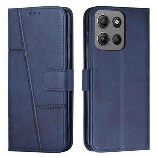 For Motorola Moto G15 Stitching Calf Texture Buckle Leather Phone Case(Blue)