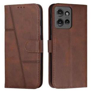 For Motorola Moto G 5G 2025 Stitching Calf Texture Buckle Leather Phone Case(Brown)