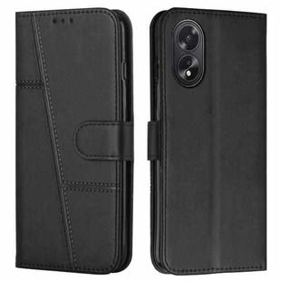 For OPPO A38 / A18 Stitching Calf Texture Buckle Leather Phone Case(Black)