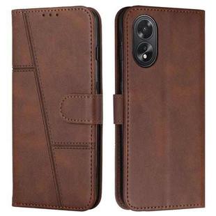 For OPPO A38 / A18 Stitching Calf Texture Buckle Leather Phone Case(Brown)
