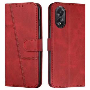 For OPPO A38 / A18 Stitching Calf Texture Buckle Leather Phone Case(Red)