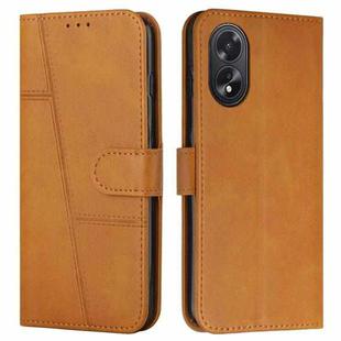 For OPPO A38 / A18 Stitching Calf Texture Buckle Leather Phone Case(Yellow)