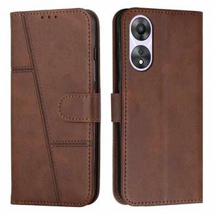 For OPPO A58 / A78 Stitching Calf Texture Buckle Leather Phone Case(Brown)