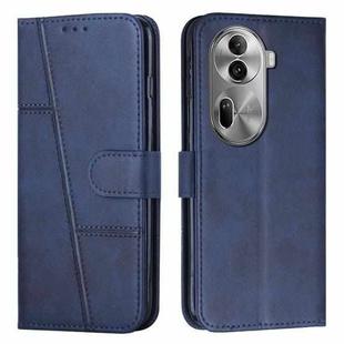 For OPPO Reno11 Pro Global Stitching Calf Texture Buckle Leather Phone Case(Blue)