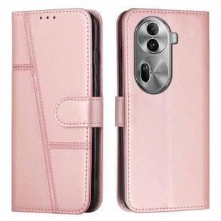 For OPPO Reno11 Pro Global Stitching Calf Texture Buckle Leather Phone Case(Rose Gold)