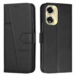 For OPPO A59 5G Stitching Calf Texture Buckle Leather Phone Case(Black)