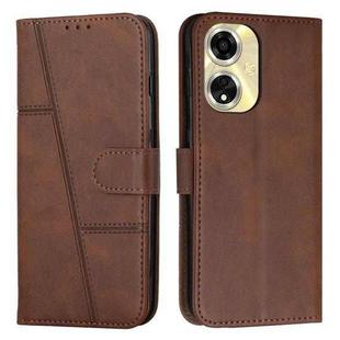 For OPPO A59 5G Stitching Calf Texture Buckle Leather Phone Case(Brown)