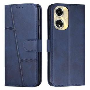 For OPPO A59 5G Stitching Calf Texture Buckle Leather Phone Case(Blue)