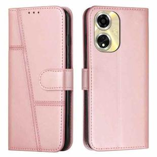 For OPPO A59 5G Stitching Calf Texture Buckle Leather Phone Case(Rose Gold)
