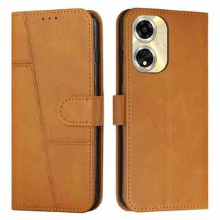 For OPPO A59 5G Stitching Calf Texture Buckle Leather Phone Case(Yellow)