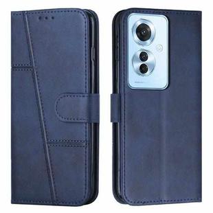 For OPPO Reno11 F Stitching Calf Texture Buckle Leather Phone Case(Blue)