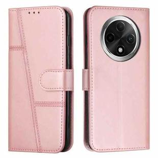 For OPPO A3 Pro Stitching Calf Texture Buckle Leather Phone Case(Rose Gold)