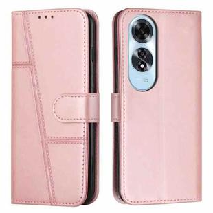 For OPPO A60 4G Stitching Calf Texture Buckle Leather Phone Case(Rose Gold)