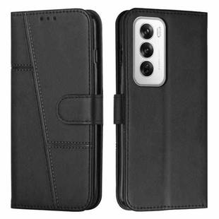 For OPPO Reno12 5G Global Stitching Calf Texture Buckle Leather Phone Case(Black)