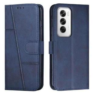 For OPPO Reno12 5G Global Stitching Calf Texture Buckle Leather Phone Case(Blue)