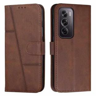 For OPPO Reno12 Pro Global Stitching Calf Texture Buckle Leather Phone Case(Brown)