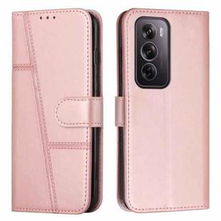 For OPPO Reno12 Pro Global Stitching Calf Texture Buckle Leather Phone Case(Rose Gold)