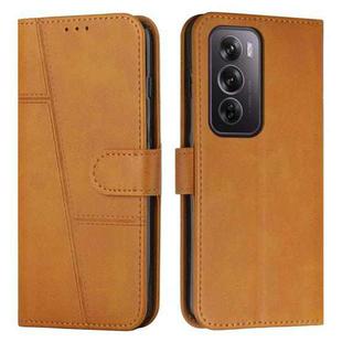 For OPPO Reno12 Pro Global Stitching Calf Texture Buckle Leather Phone Case(Yellow)