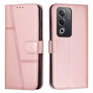 For OPPO A3 Pro Stitching Calf Texture Buckle Leather Phone Case(Rose Gold)