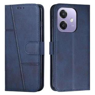 For OPPO A3x Stitching Calf Texture Buckle Leather Phone Case(Blue)