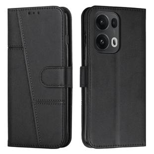 For OPPO Reno13 Pro 5G Global Stitching Calf Texture Buckle Leather Phone Case(Black)