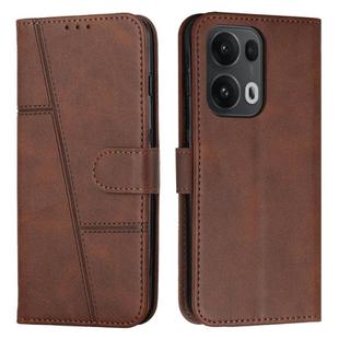 For OPPO Reno13 Pro 5G Global Stitching Calf Texture Buckle Leather Phone Case(Brown)