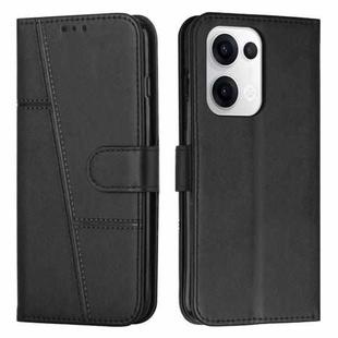 For OPPO Reno13 5G Global Stitching Calf Texture Buckle Leather Phone Case(Black)
