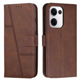 For OPPO Reno13 5G Global Stitching Calf Texture Buckle Leather Phone Case(Brown)