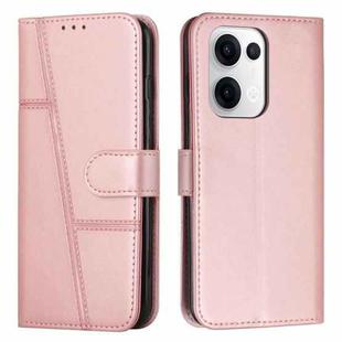 For OPPO Reno13 5G Global Stitching Calf Texture Buckle Leather Phone Case(Rose Gold)